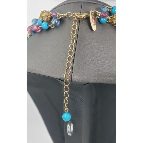 Vintage Triple Strand Medallion Statement Necklace and Stretch Bracelet Set  NOS - Picture 5 of 8